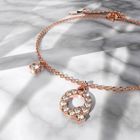 Solid 925 Sterling Silver Initial Crystal Personalised Alphabet Letter Bracelet Rose Gold Filled